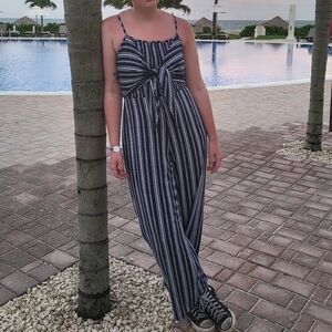 Blue stripped jumpsuit size 8